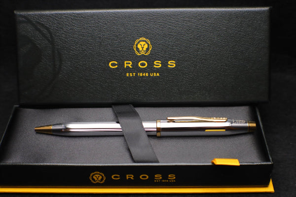 Cross pen and box set on a black background